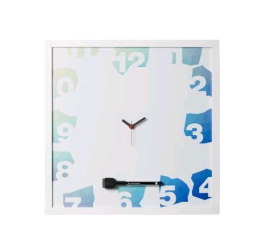 BI-OFFICE TRAVEL LOVERS LAVAGNA MAGNETETICA CANCELLABILE A SECCO CON OROLOGIO 40X40 CM IN MELAMINA BIANCO
